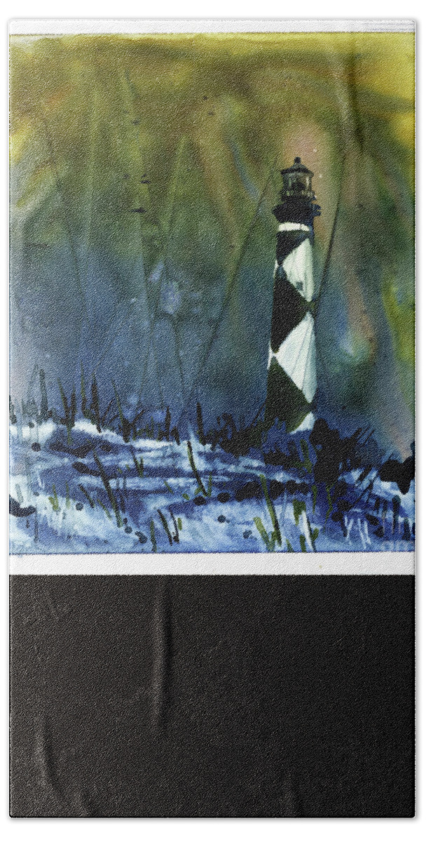 Lighthouse Beach Sheet featuring the mixed media Cape Lookout Lighthouse #2 by Ryan Fox