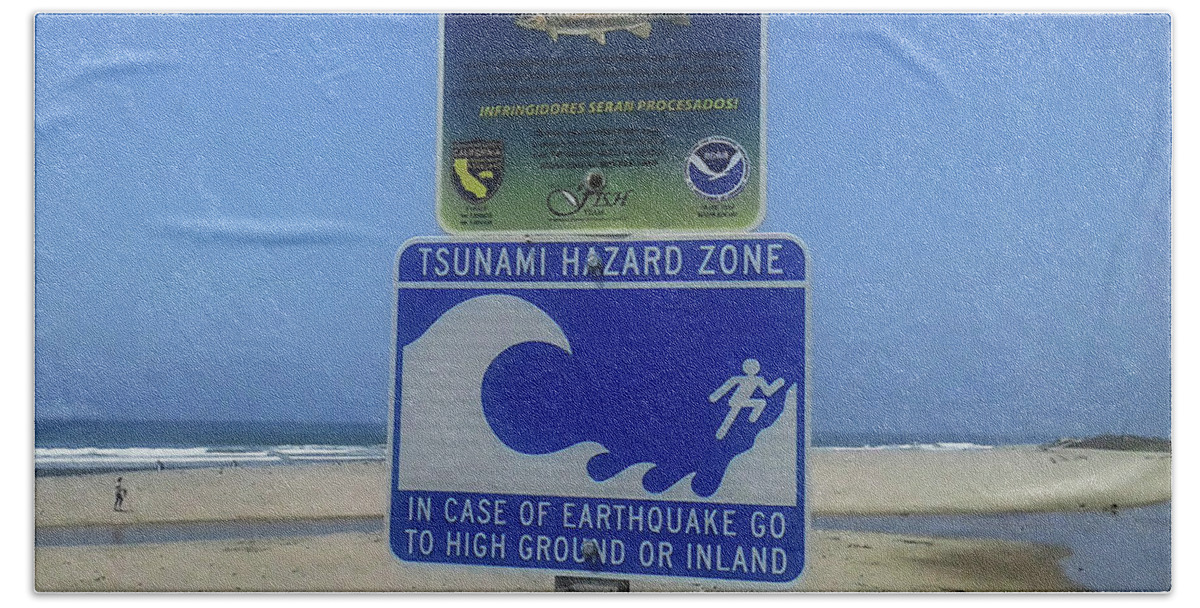 Sign Beach Towel featuring the photograph Tsunami by Joe Palermo