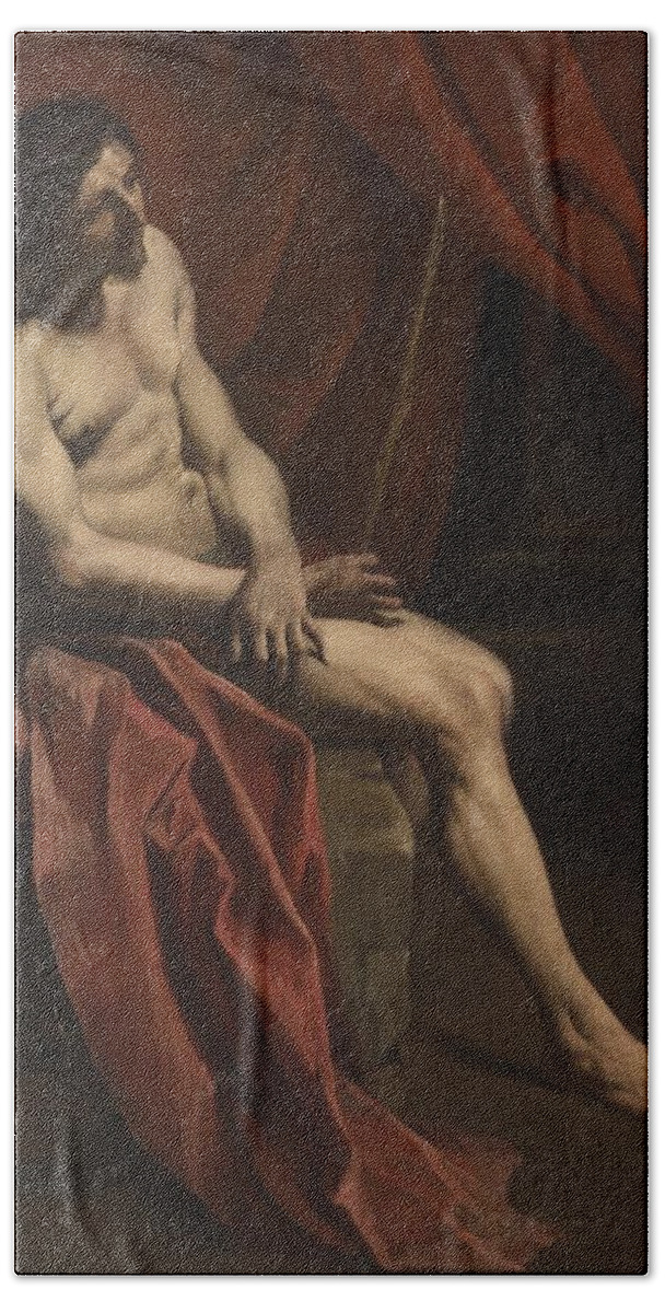 Gian Lorenzo Bernini Beach Towel featuring the painting Christ Mocked by Troy Caperton