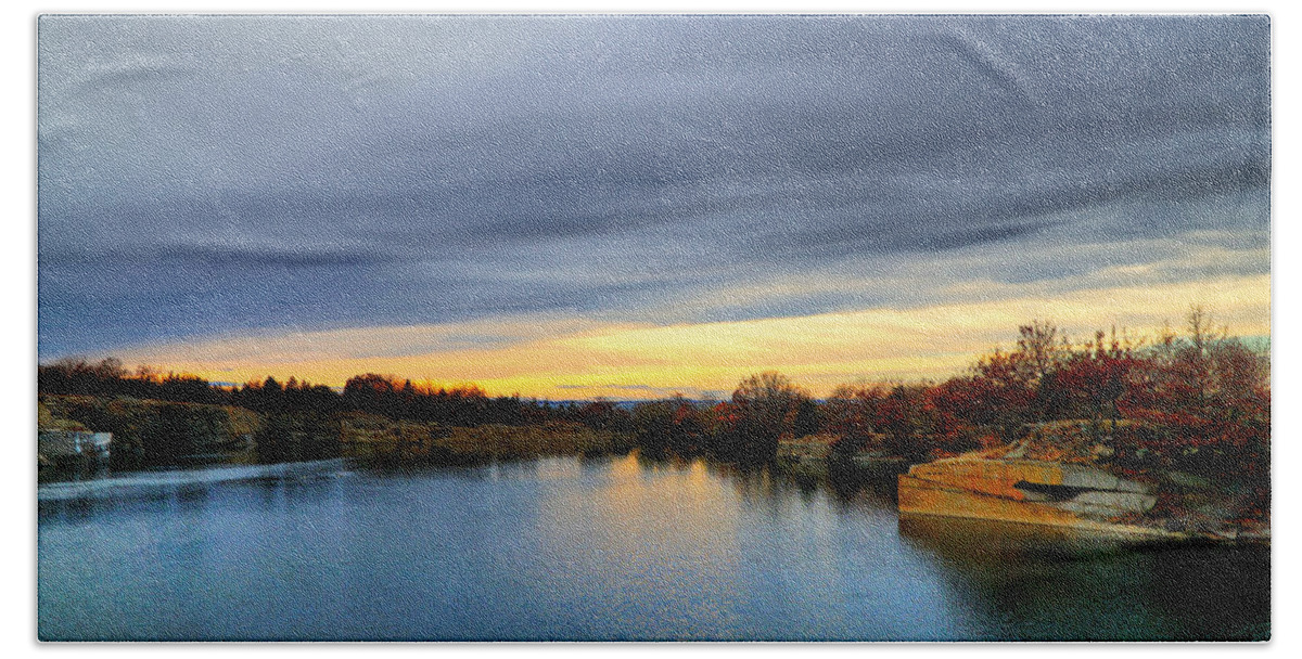 Landscape Beach Towel featuring the photograph Cloudy Autumn Sunset by Lilia D