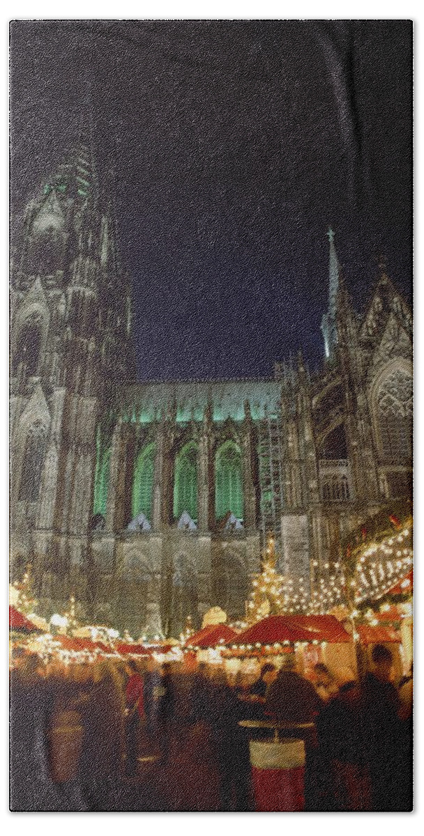 Photography Beach Towel featuring the photograph Cologne Cathedral And Christmas Market #1 by Axiom Photographic