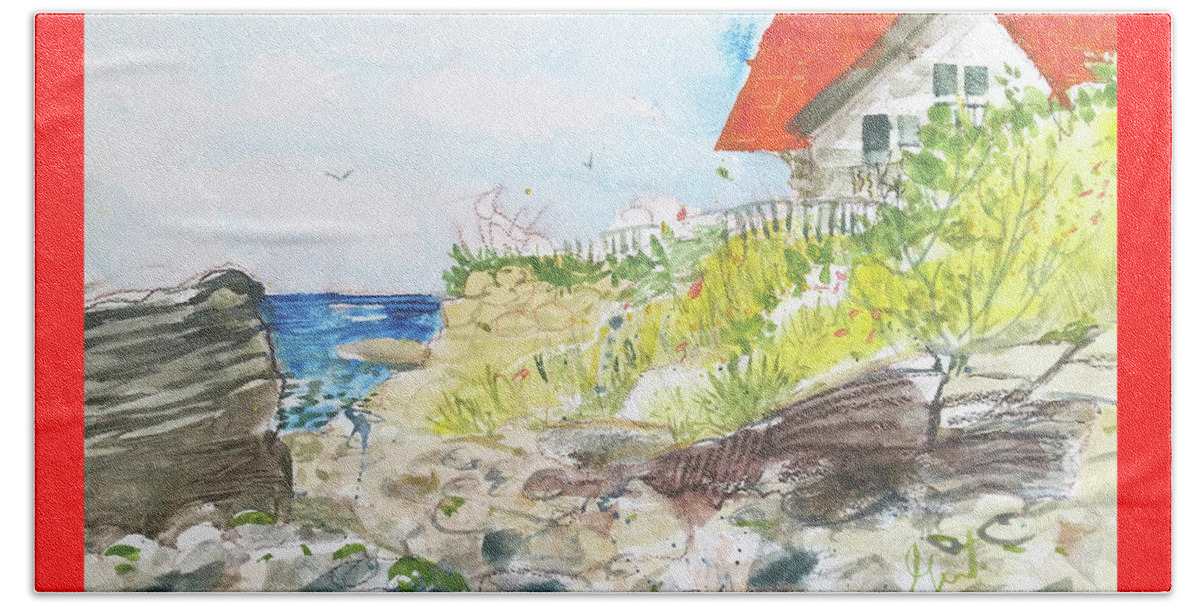 Ocean Beach Sheet featuring the painting Cornfield Point Old Saybrook #2 by Gertrude Palmer