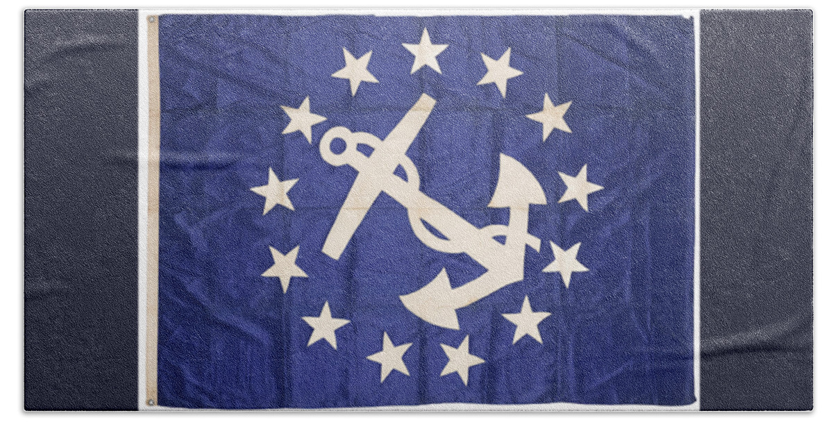 Flags From J.p. Morgan's Steam Yacht(s) Corsair 3 Beach Towel featuring the painting Corsair by MotionAge Designs