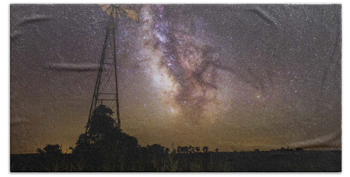 Milky Way Beach Towel featuring the photograph Dakota Night #1 by Aaron J Groen