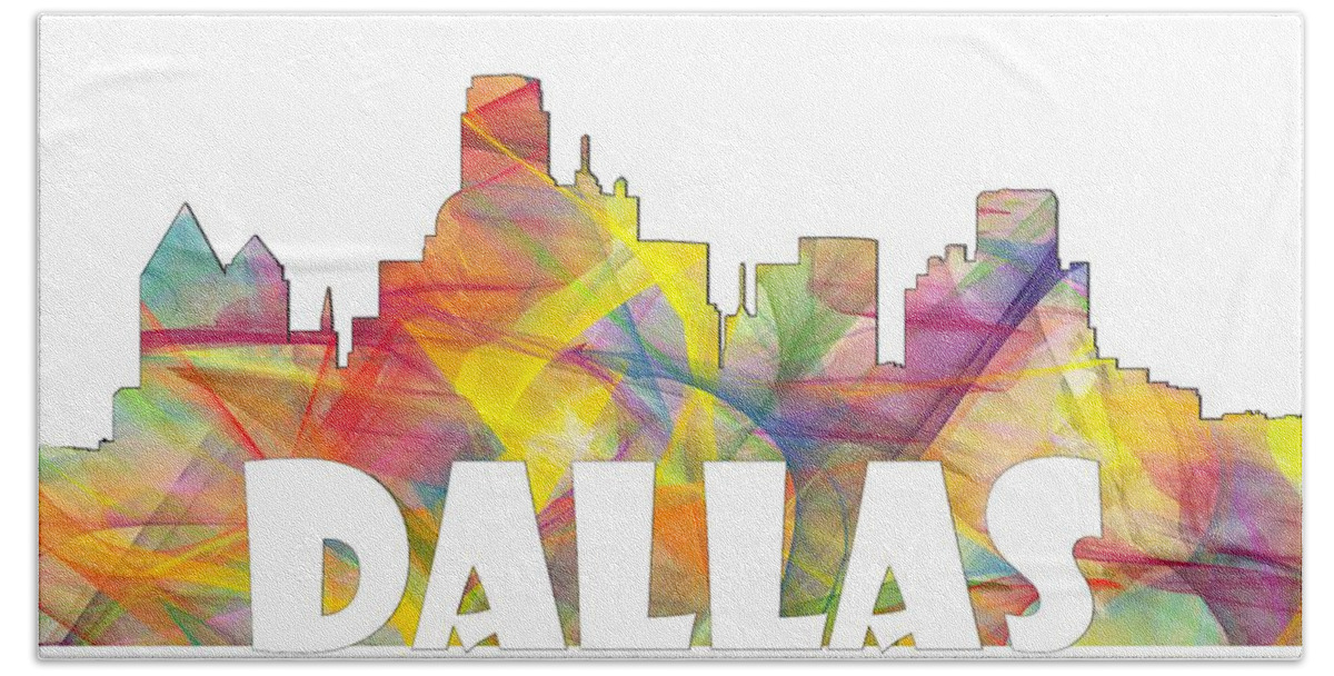 Dallas Beach Towel featuring the digital art Dallas Texas Skyline #1 by Marlene Watson