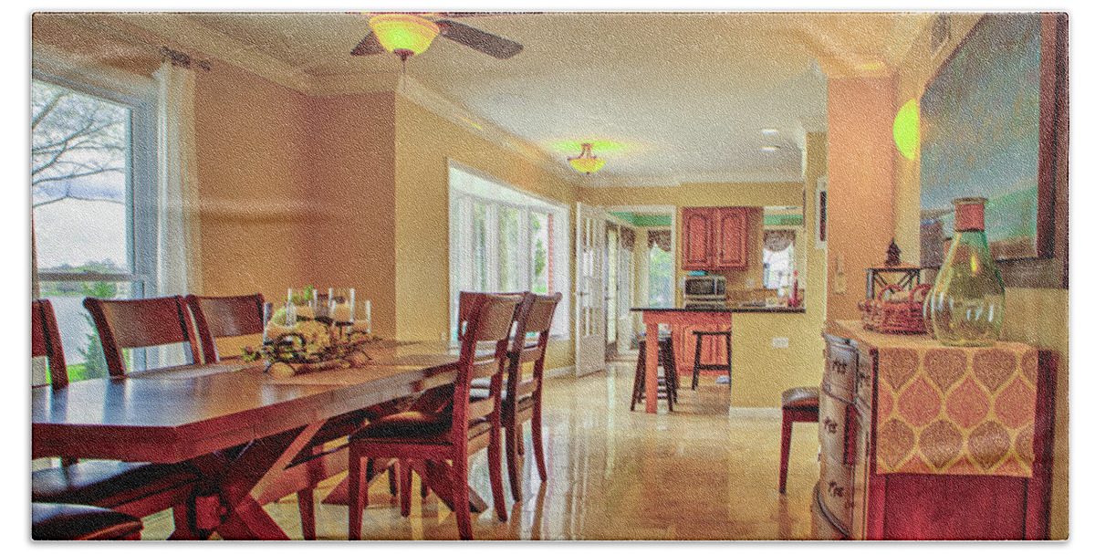 Dining Room Beach Towel featuring the photograph Dining Room into kitchen #1 by Jeff Kurtz
