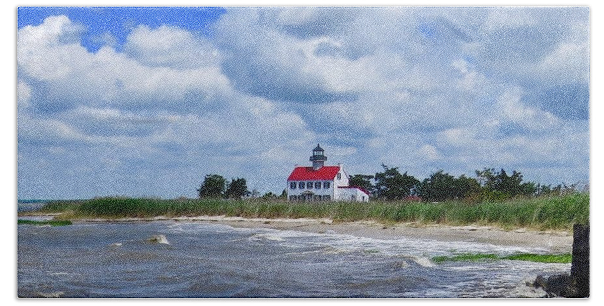 East Point Lighthouse Beach Sheet featuring the photograph East Point Lighthouse #1 by Nancy Patterson