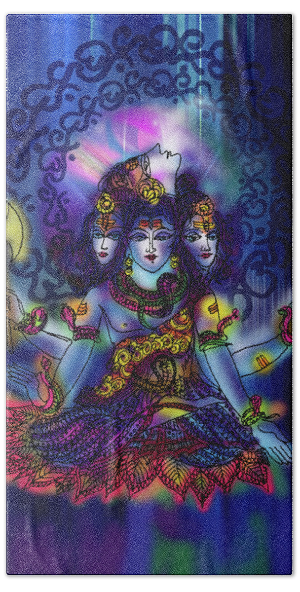 Universe Beach Sheet featuring the painting Enlightened Shiva #1 by Guruji Aruneshvar Paris Art Curator Katrin Suter