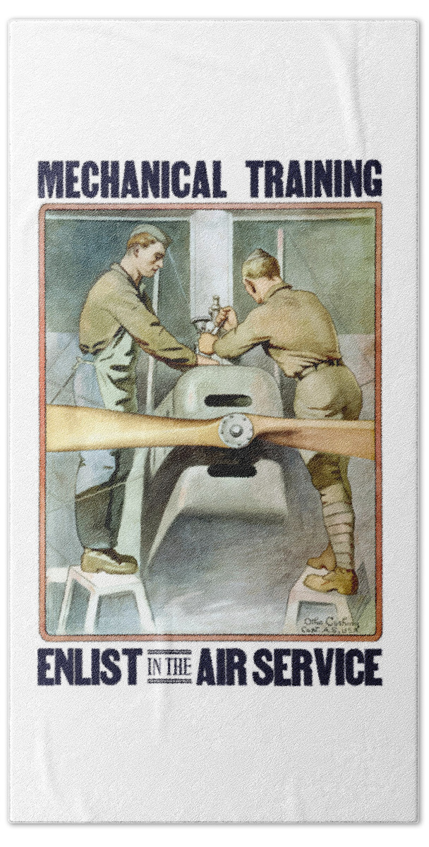 Ww1 Beach Towel featuring the painting Mechanical Training - Enlist In The Air Service by War Is Hell Store