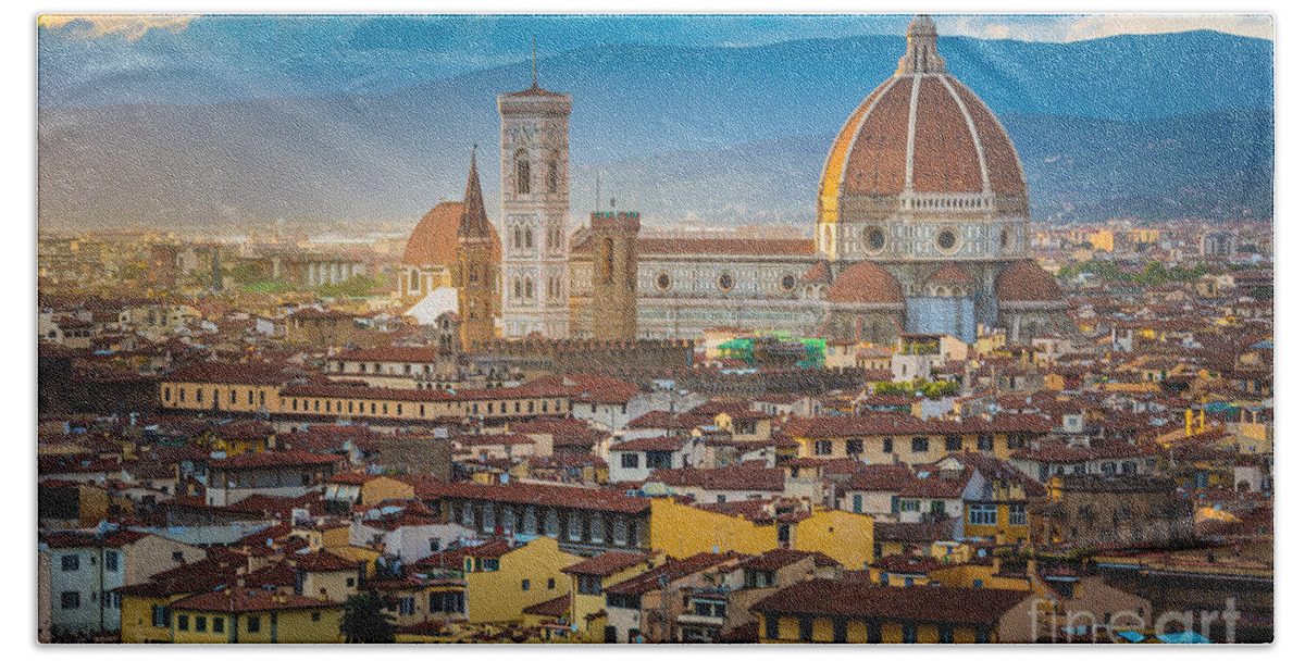 Arno Beach Sheet featuring the photograph Firenze Duomo #2 by Inge Johnsson