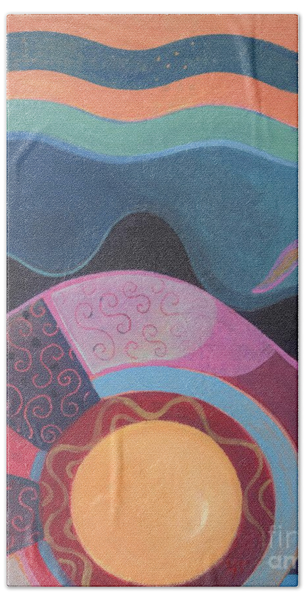 Flow Beach Towel featuring the painting Flow #2 by Helena Tiainen