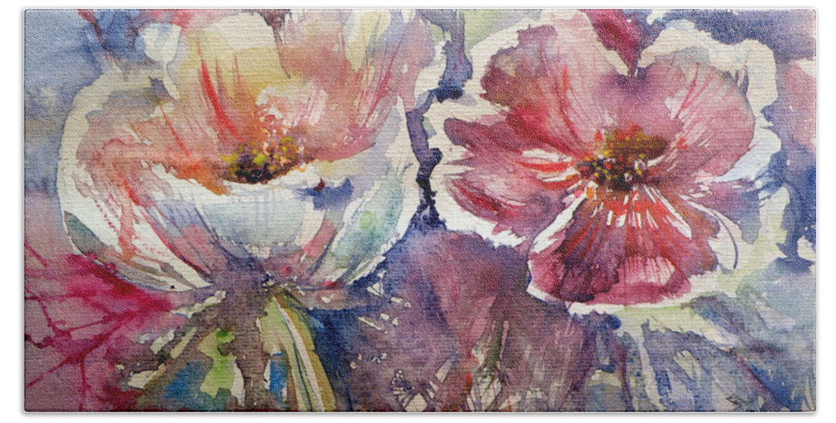 Flowers Beach Sheet featuring the painting Flowers #5 by Kovacs Anna Brigitta