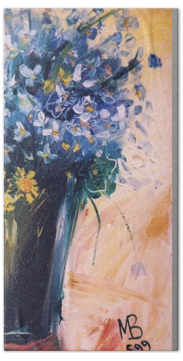  Beach Sheet featuring the painting Flowers #2 by Mikhail Zarovny