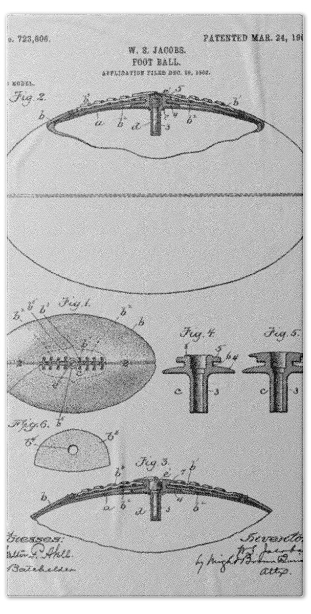 American Football Beach Towel featuring the photograph Football Patent Drawing From 1903 #2 by Chris Smith