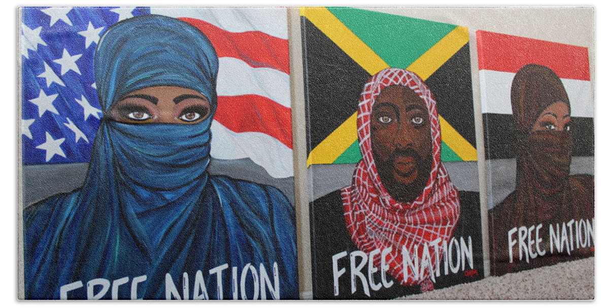 Painting Beach Towel featuring the painting Free Nation Series #2 by Art By Naturallic