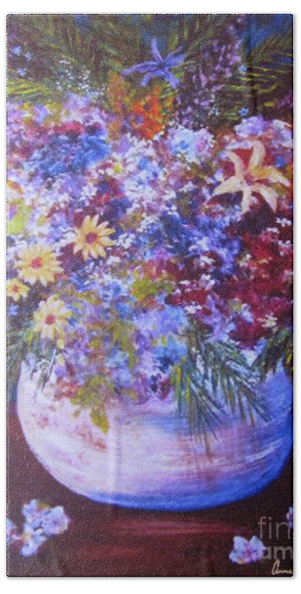 Bouquet Beach Towel featuring the painting French Bouquet by Anne Marie Brown