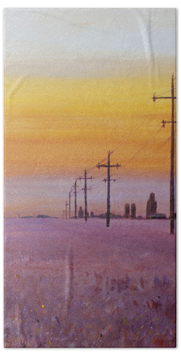 Prairie Beach Towel featuring the painting Glow by Ruth Kamenev