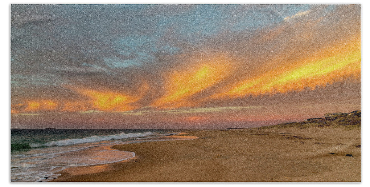 Sunset Beach Sheet featuring the photograph Golden Clouds #1 by Robert Caddy