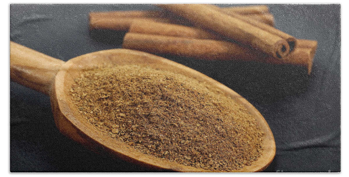 Cinnamomum Zeylanicum Beach Towel featuring the photograph Ground And Stick Cinnamon #1 by Gerard Lacz