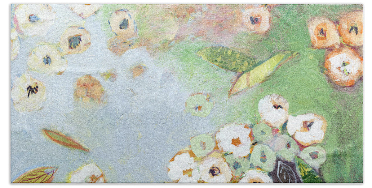 Pond Beach Towel featuring the painting Hidden Lagoon Part I by Jennifer Lommers