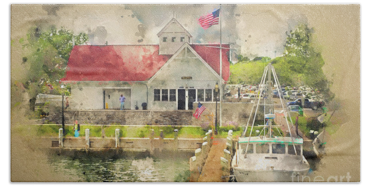 Watercolour Beach Towel featuring the photograph Hyannis The Coastguard #1 by Jack Torcello