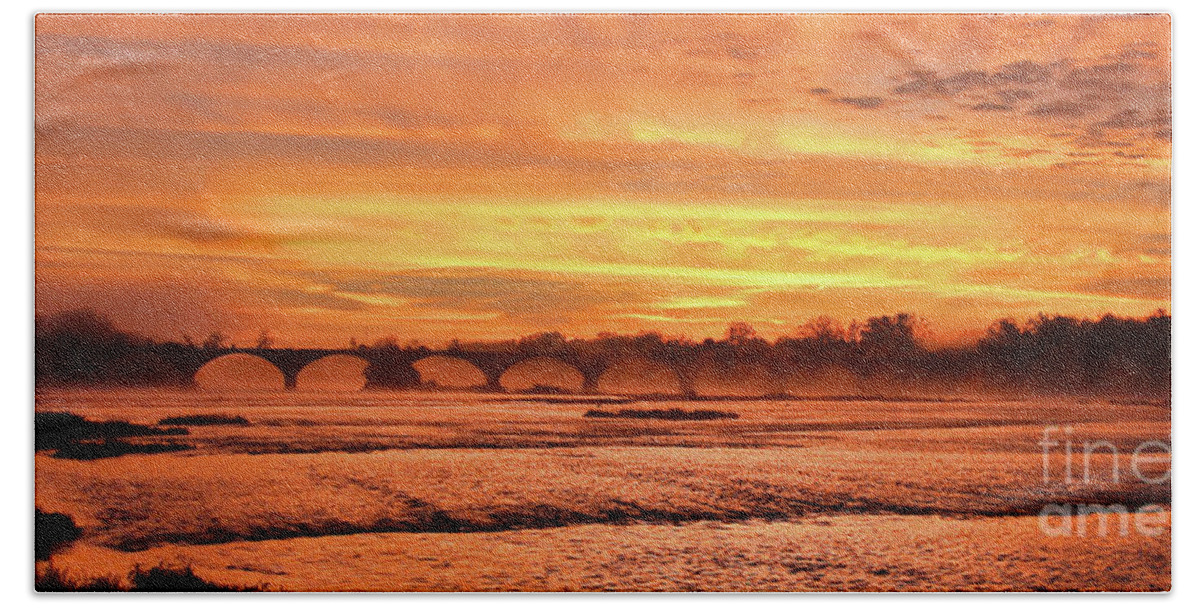 Interurban Bridge Beach Sheet featuring the photograph Interurban Sunrise 5920 #1 by Jack Schultz