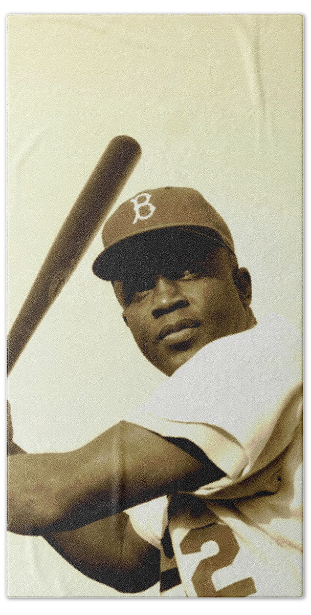 Old Photos Beach Towel featuring the photograph Jackie Robinson 1952 by Mountain Dreams