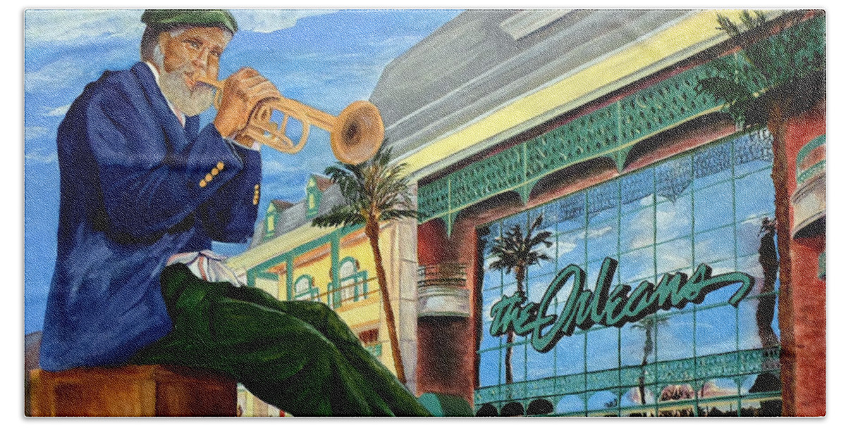 Las Vegas Beach Towel featuring the painting Jazz at The Orleans by Vicki Housel
