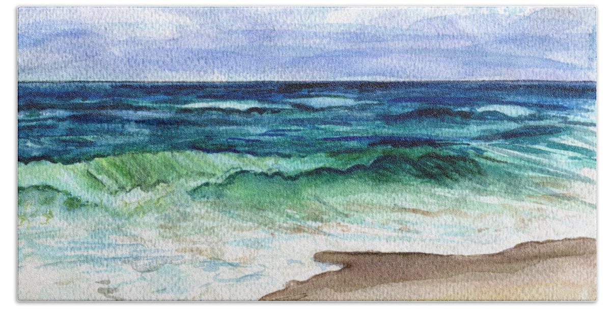 Jersey Shore Beach Sheet featuring the painting Jersey Shore #1 by Clara Sue Beym