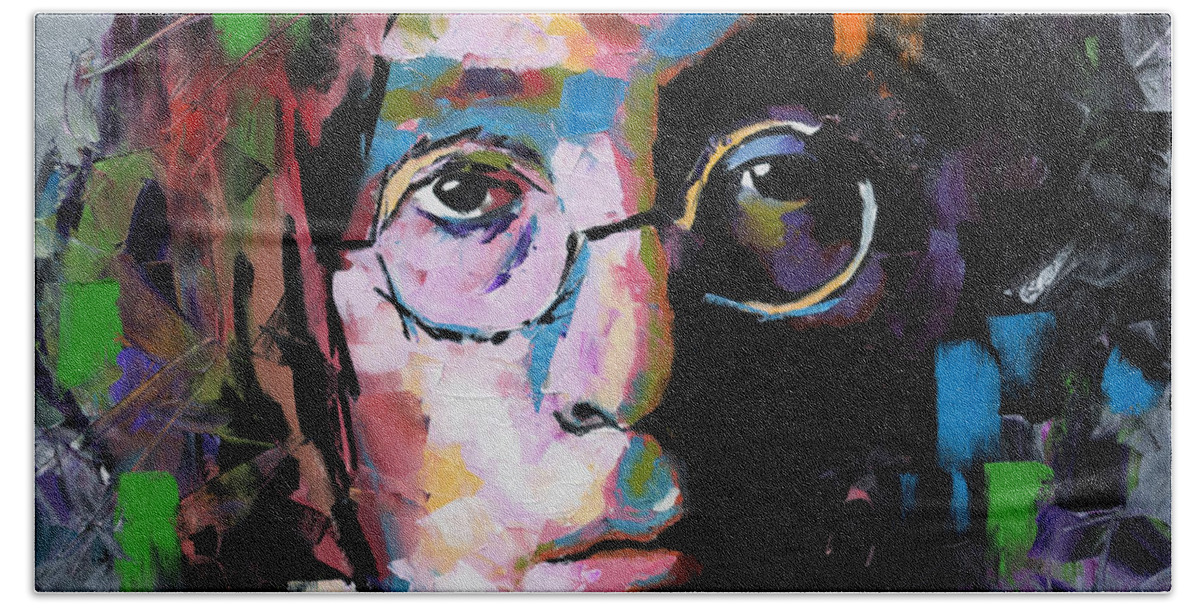 John Lennon Beach Towel featuring the painting John Lennon #1 by Richard Day