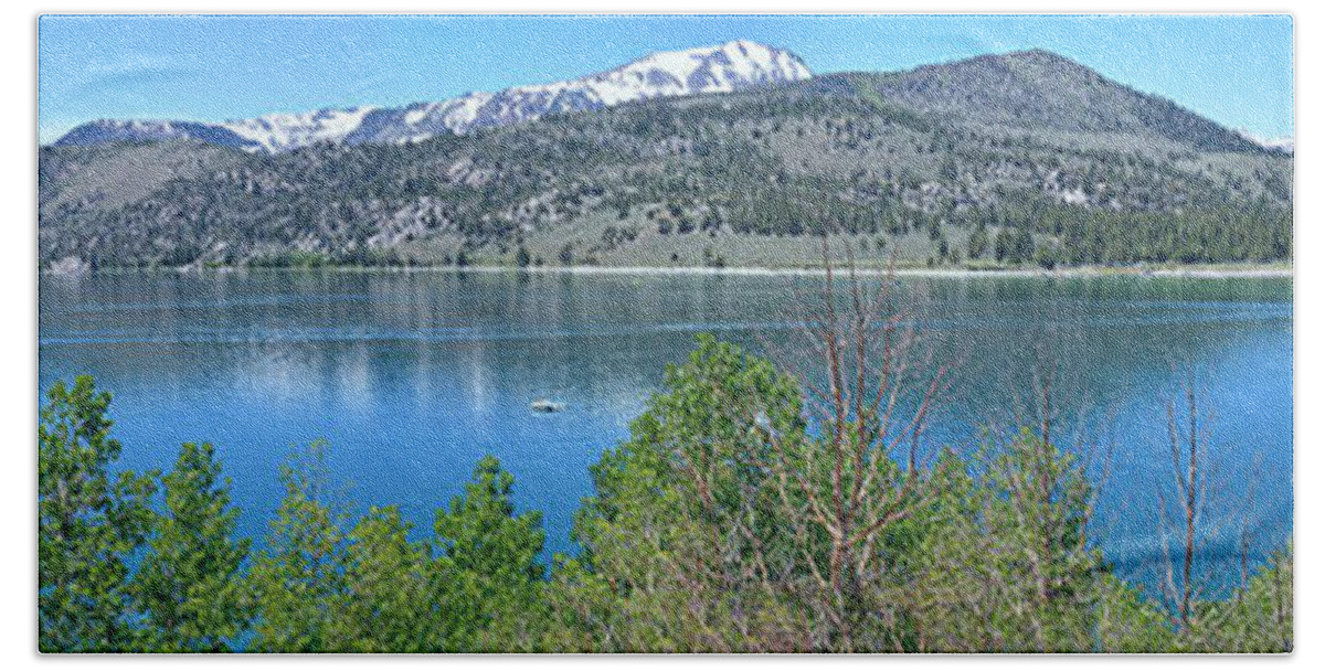 June Lake Loop Beach Sheet featuring the photograph June lake Panorama #1 by Joe Lach