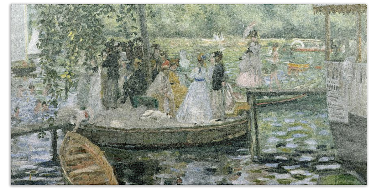 Grenouillere Beach Towel featuring the painting La Grenouillere by Pierre Auguste Renoir