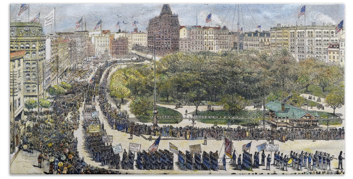 1882 Beach Towel featuring the photograph Labor Day Parade, 1882 #1 by Granger