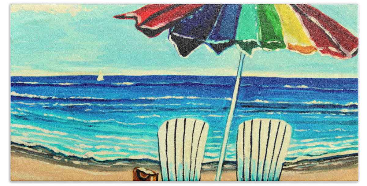 Beach Chair Beach Sheet featuring the painting Lazy Days #1 by Elizabeth Robinette Tyndall