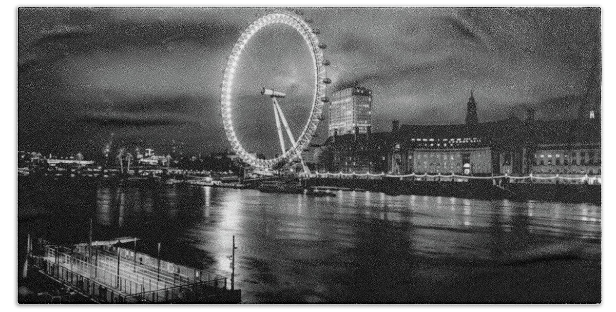 London Eye Beach Towel featuring the photograph Lights Of The London Eye #1 by Mountain Dreams
