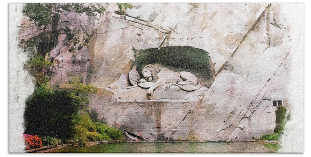 Europe Beach Sheet featuring the photograph Lion of Lucerne #2 by Joseph Hendrix