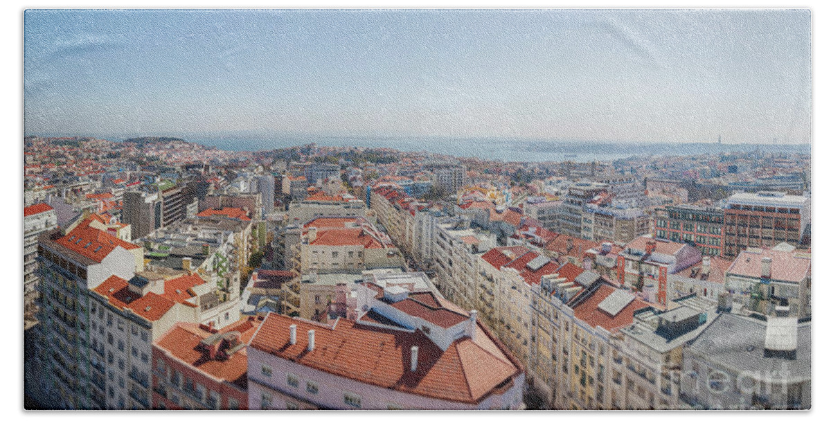 Portugal Beach Towel featuring the photograph Lisbon's city panorama #3 by Ariadna De Raadt