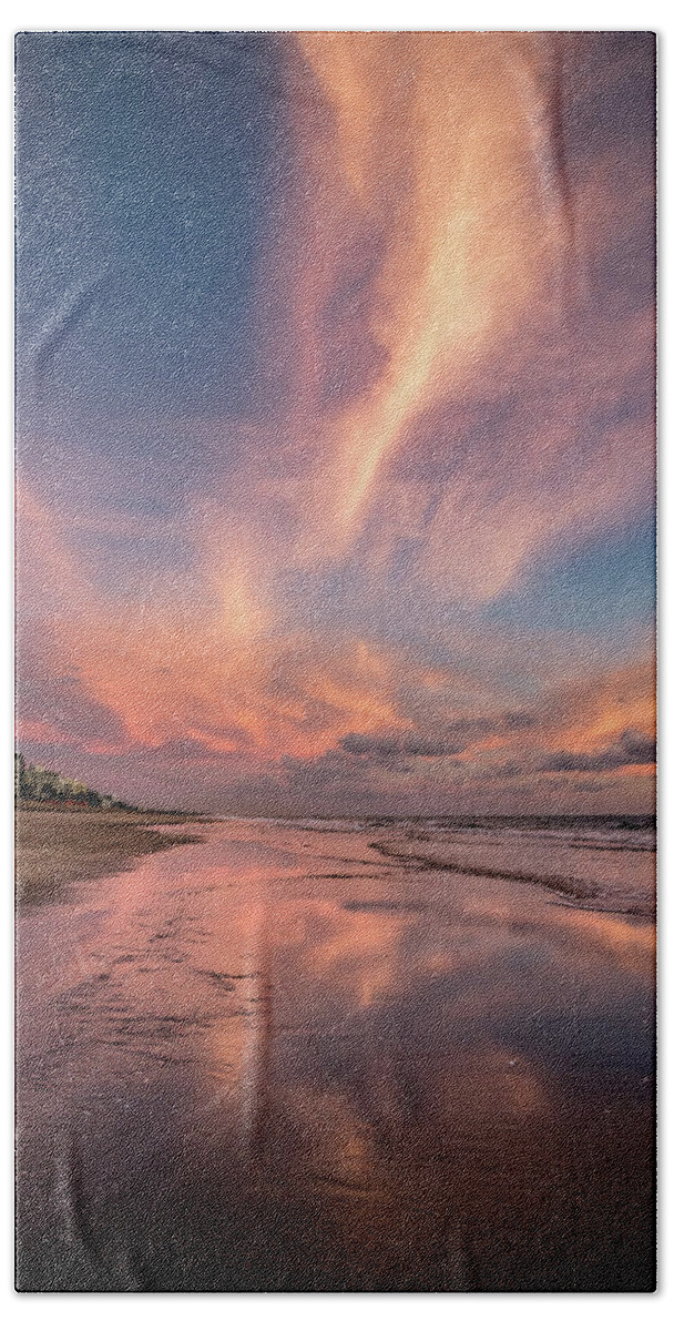 Clouds Beach Towel featuring the photograph Low Tide Mirror #1 by Debra and Dave Vanderlaan