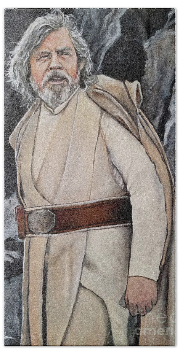 Luke Skywalker Beach Towel featuring the painting Luke Skywalker #1 by Tom Carlton