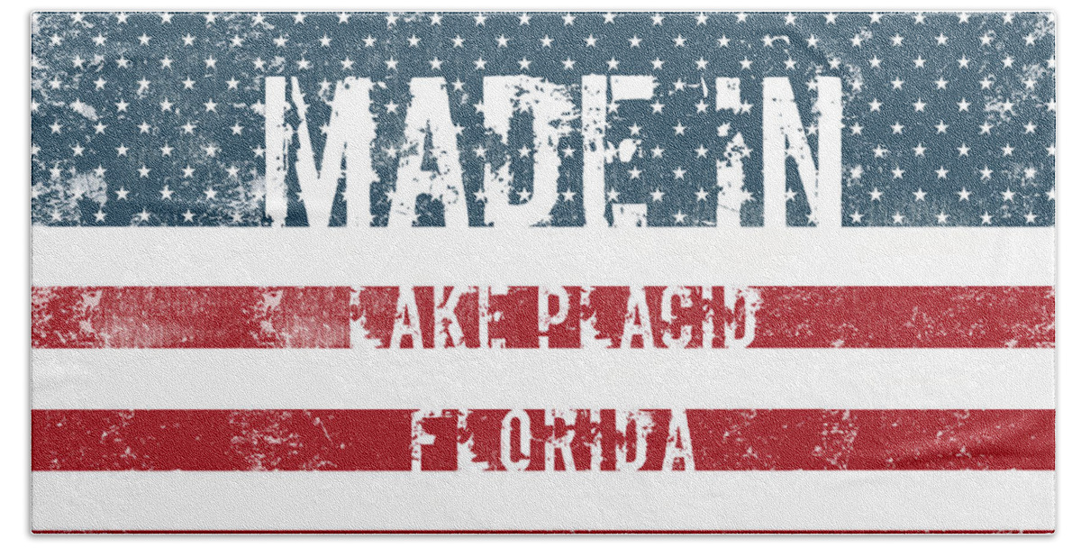 Lake Placid Beach Towel featuring the digital art Made in Lake Placid, Florida #1 by Tinto Designs