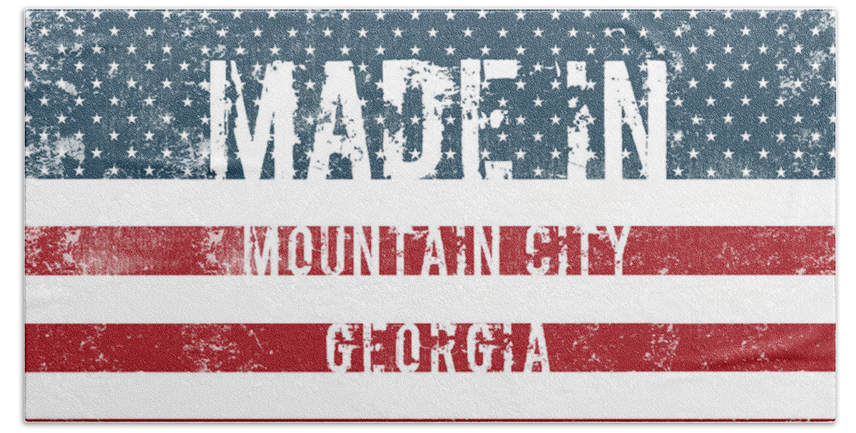 Mountain City Beach Towel featuring the digital art Made in Mountain City, Georgia #1 by Tinto Designs