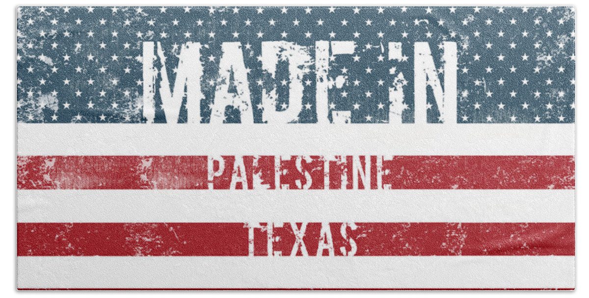 Palestine Beach Towel featuring the digital art Made in Palestine, Texas #1 by Tinto Designs
