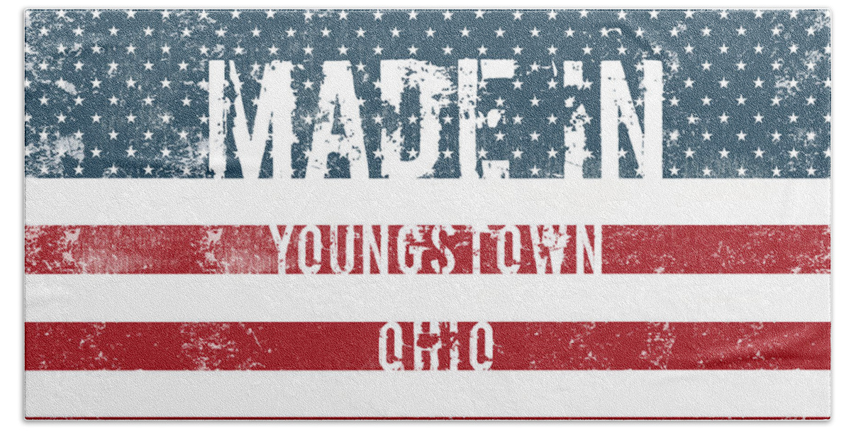 Youngstown Beach Towel featuring the digital art Made in Youngstown, Ohio #1 by Tinto Designs