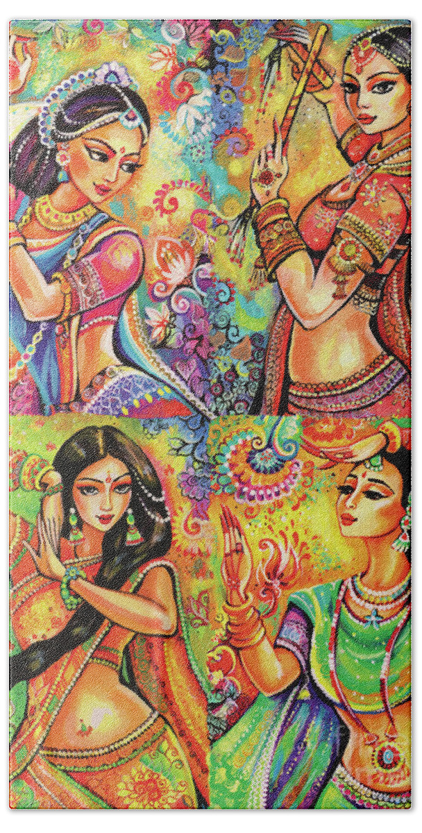 Bollywood Dancer Beach Sheet featuring the painting Magic of Dance #1 by Eva Campbell