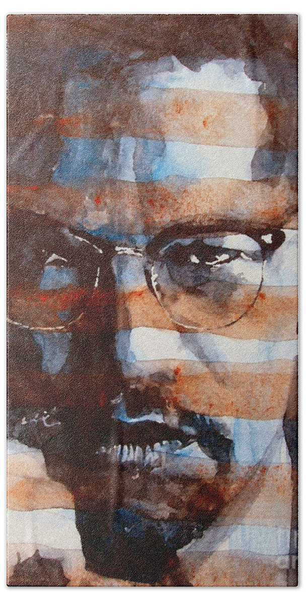 Malcolm X Beach Towel featuring the painting Malcolm X by Paul Lovering