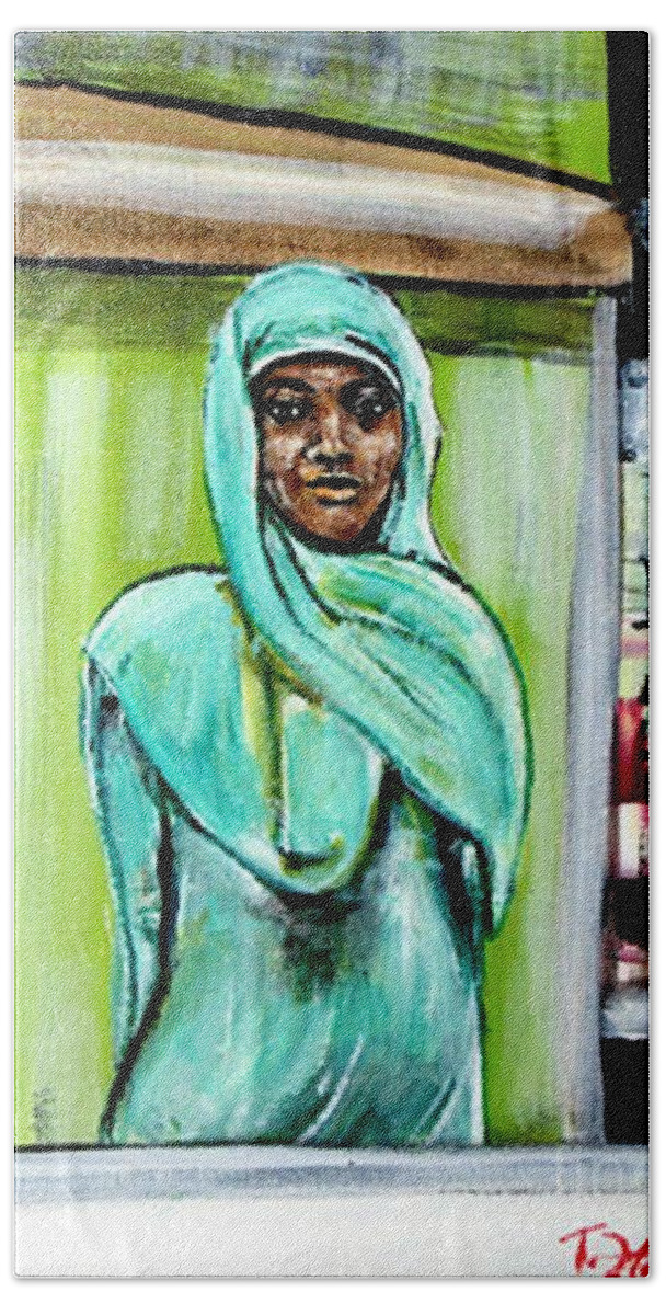 Christ Mother Of God Beach Towel featuring the painting Mary #1 by Tyrone Hart