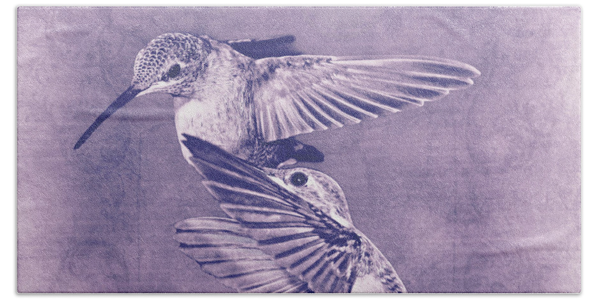 Hummingbirds Beach Towel featuring the photograph Mid-Flight II #1 by Leda Robertson