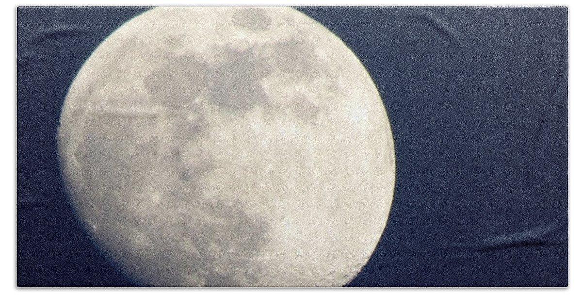Moon Beach Towel featuring the photograph Moon in Blue #1 by Suzanne DeGeorge