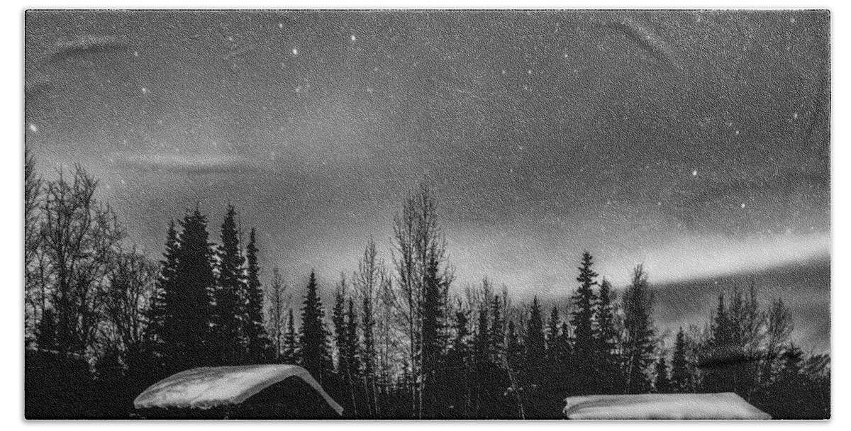 Alaska Beach Towel featuring the photograph Moonlight and Aurora by John Roach