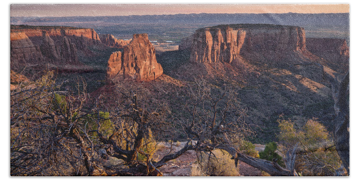 Colorado National Monument Beach Towel featuring the photograph Morning at Colorado National Monument #1 by Greg Nyquist